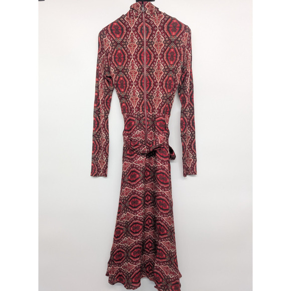 NWT Alice + Olivia Clare Long-Sleeve Turtleneck Belt Dress Sz 0 Burgundy #2C453 - Picture 7 of 12